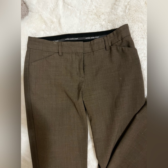 Express Editor dress pants size 2 straight leg Dark Tan khaki / brown beige - Picture 9 of 14